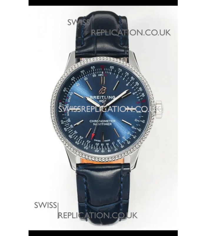 Navitimer Automatic 36 Navy Blue Dial Steel Casing Super Clone Watch 