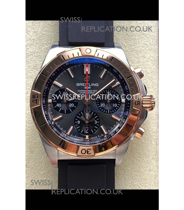 Breitling Chronomat B01 42 Grey Dial Two Tone Rubber Strap Super Clone Watch 