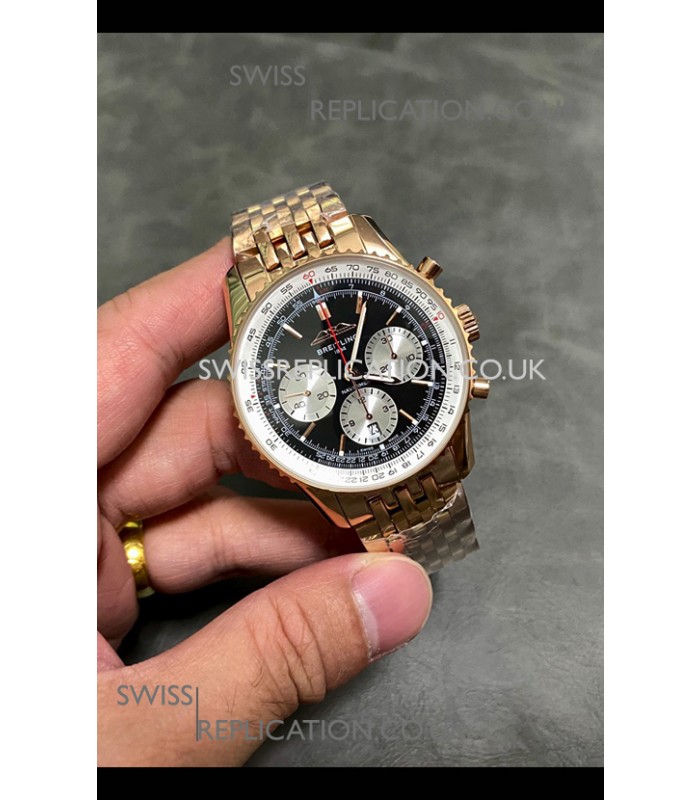 Breitling Navitimer B01 43MM Rose Gold Black Dial Super Clone Watch 