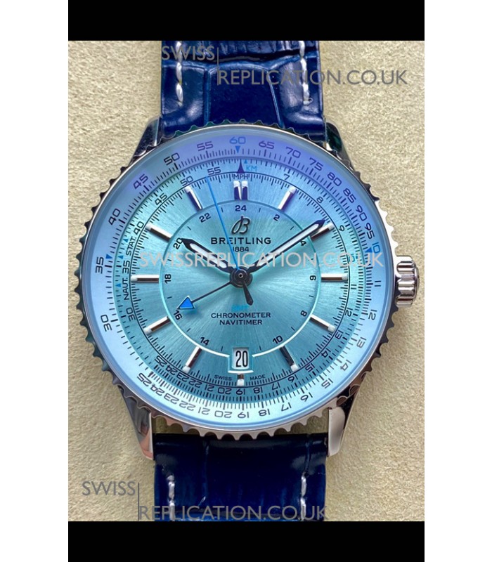 Breitling Navitimer 01 GMT Ice Blue Dial Swiss Replica Watch 