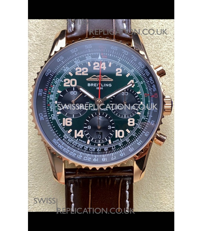 Breitling Navitimer B02 Rose Gold Green Dial Swiss Replica Watch 