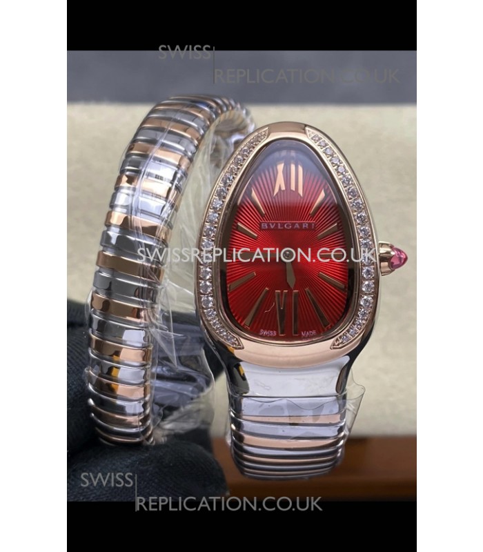 Serpenti Two Tone Red Dial Super Clone Watch
