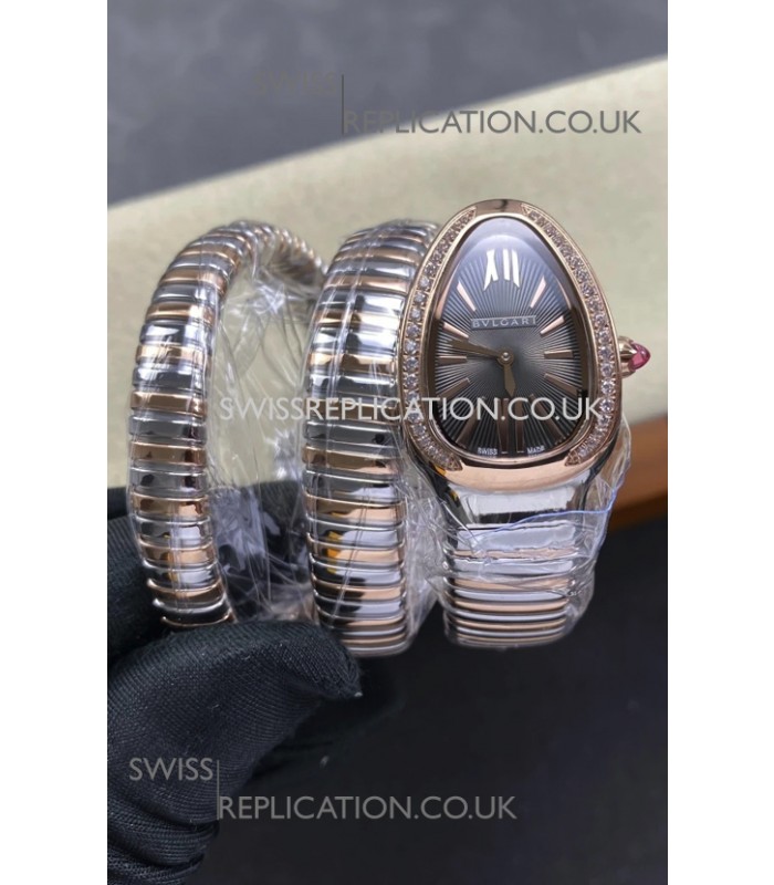 Serpenti Tubogas Double Spiral Grey Dial Two Tone Super Clone Watch 