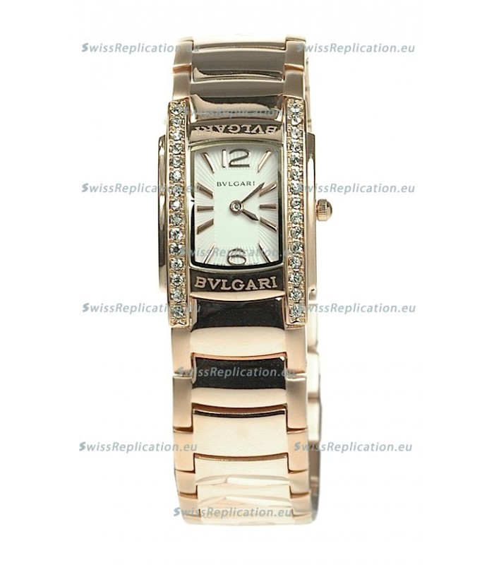 Bvlgari Rettangolo Japanese Replica Rose Gold Watch