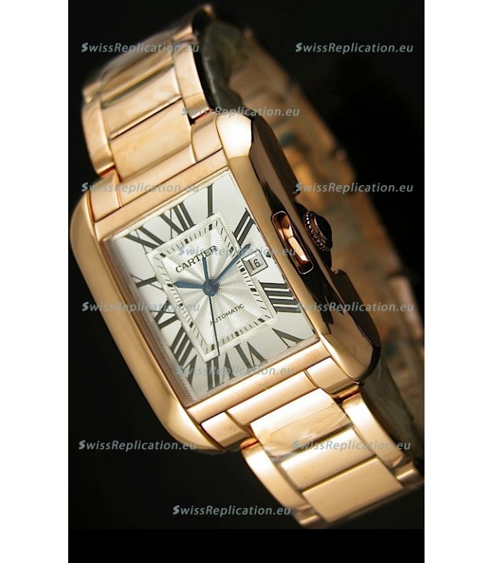 Cartier Tank Anglaise Mid Sized Swiss Watch Pink Gold - 1:1 Mirror Replica Watch