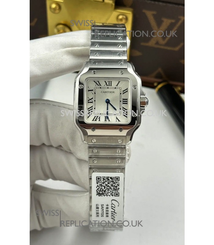 Cartier Santos Swiss Quartz 27MM Steel Dial Super Clone Watch