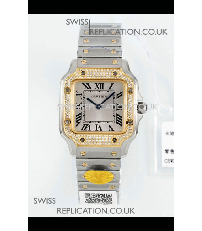 Cartier Santos Swiss Quartz 27MM Two Tone Super Clone Watch