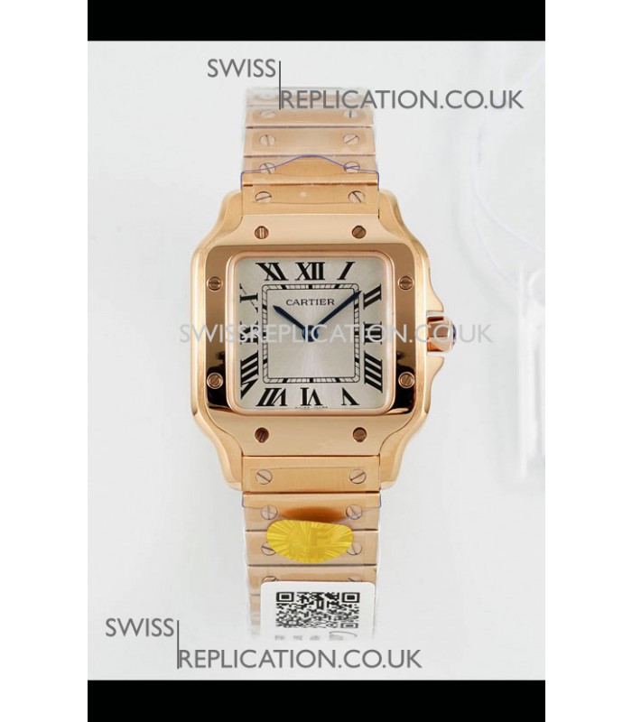 Cartier Santos Swiss Quartz 27MM Rose Gold Super Clone Watch 