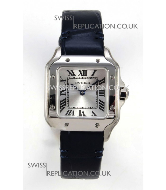 Cartier Santos Swiss Quartz 27MM Steel Leather Strap Super Clone Watch