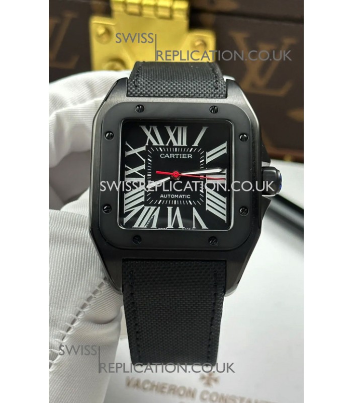 Santos De Cartier in Black Dial PVD MLF Coating Super Clone Watch