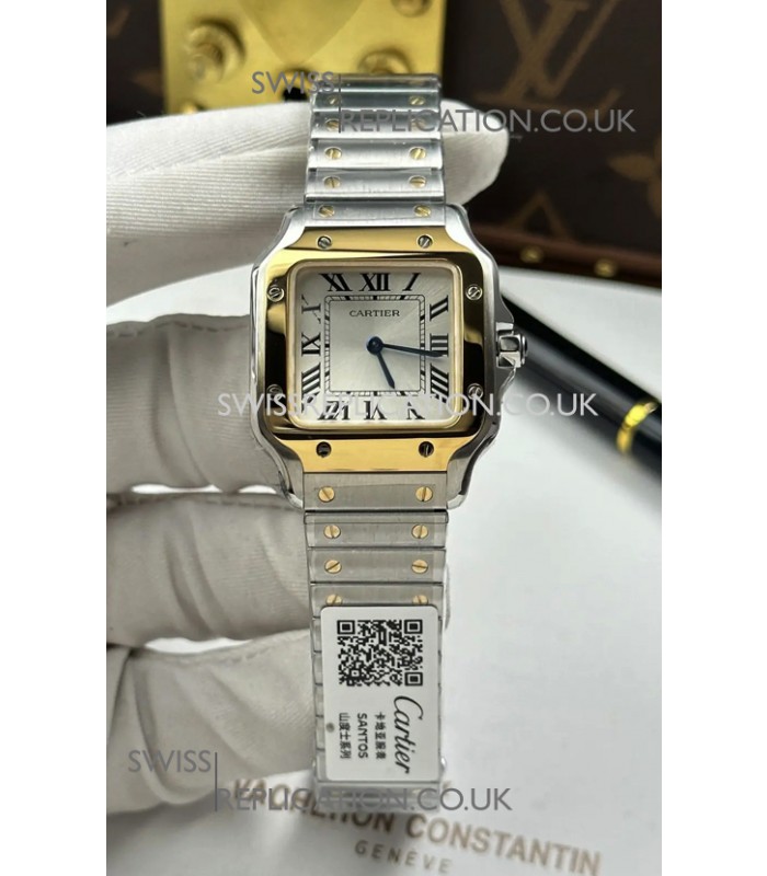 Cartier Santos Swiss Quartz 27MM Two Tone Super Clone Watch