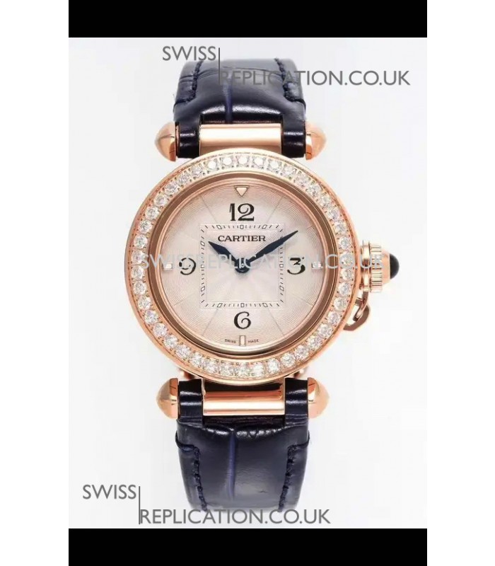 Pasha De Cartier Rose Gold Casing Watch 30MM Super Clone Watch 