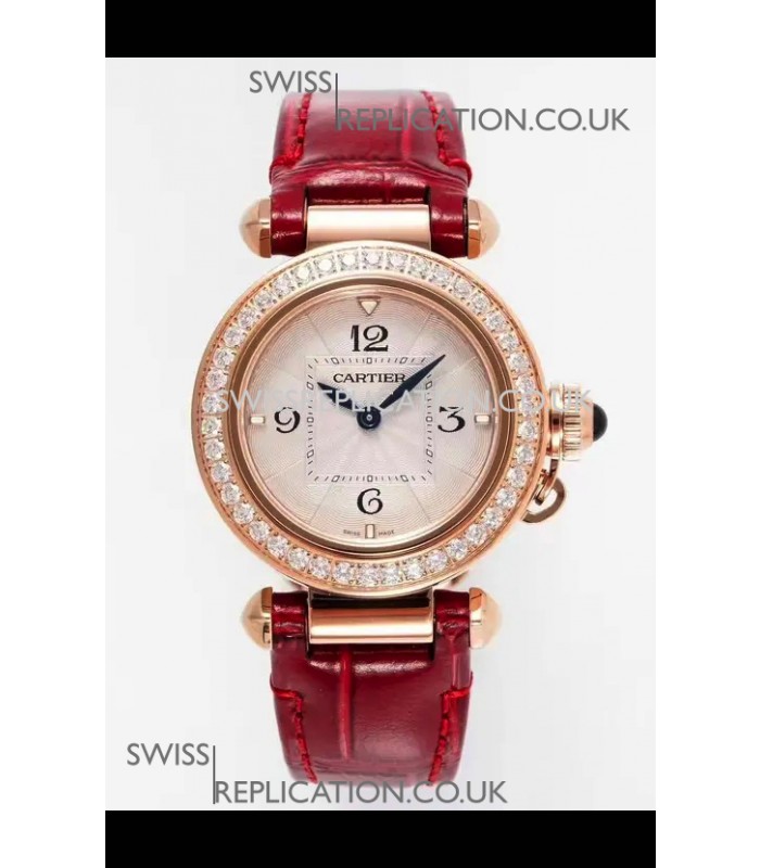 Pasha De Cartier Rose Gold Casing Watch 30MM Super Clone Watch 