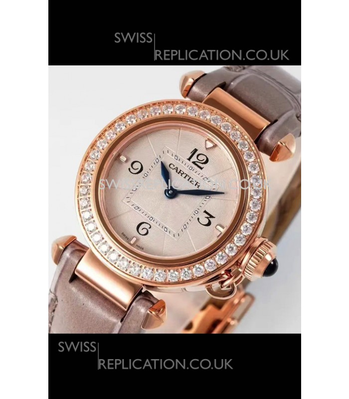 Pasha De Cartier Rose Gold Casing Watch 30MM Super Clone Watch 