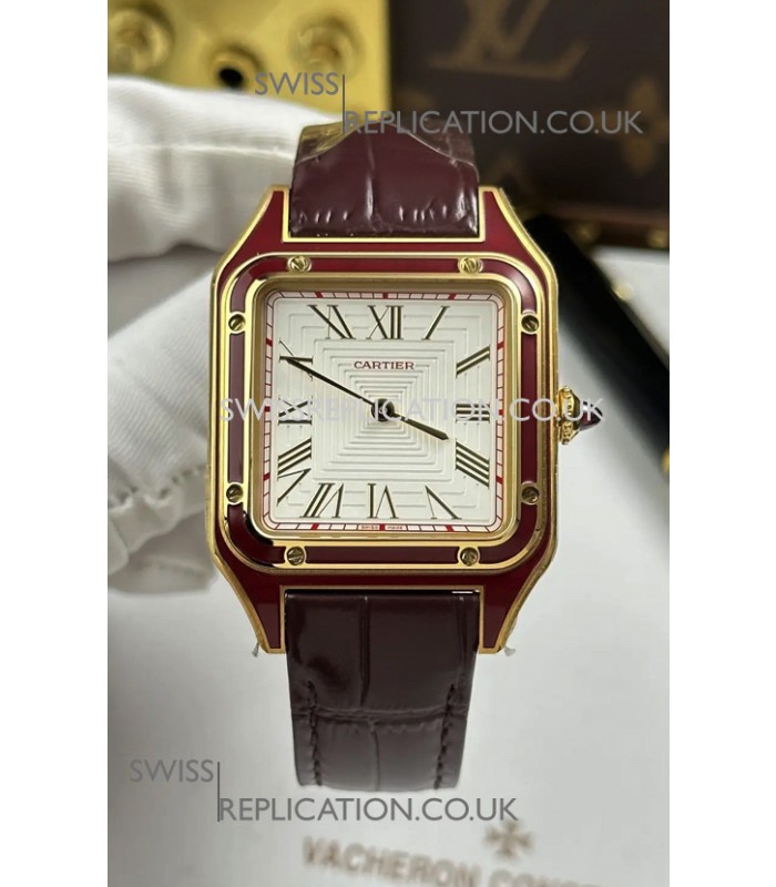 Santos Dumont 31MM Yellow Gold White Dial Super Clone Watch 