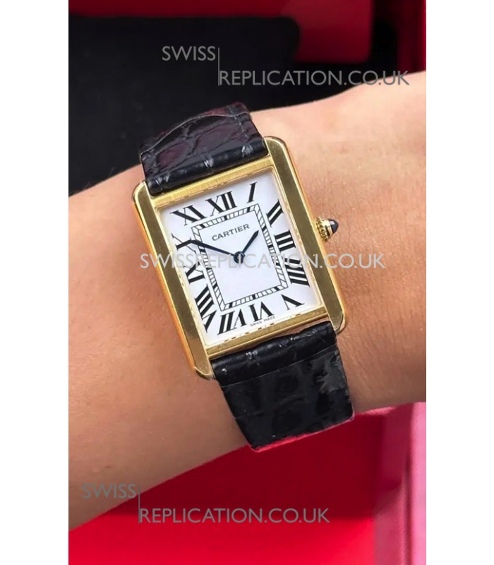 Cartier Tank Solo 27mm Yellow Gold Swiss Quartz Super Clone Watch 