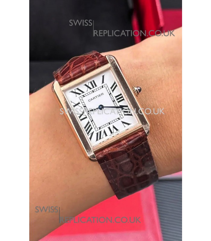 Cartier Tank Solo 27mm Rose Gold Swiss Quartz Super Clone Watch 