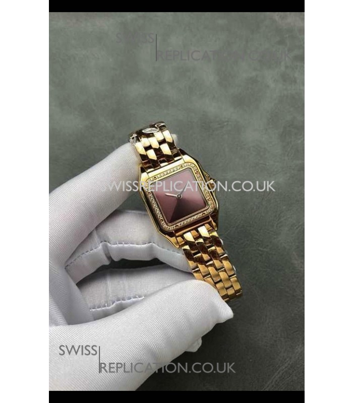 PANTHERE de Cartier 27MM Red Dial Diamonds Super Clone Watch 
