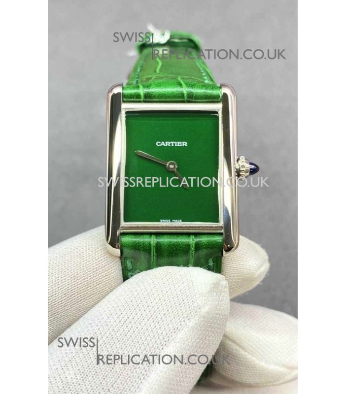 Cartier Tank Louis 25MM Swiss Quartz Green Dial Watch 