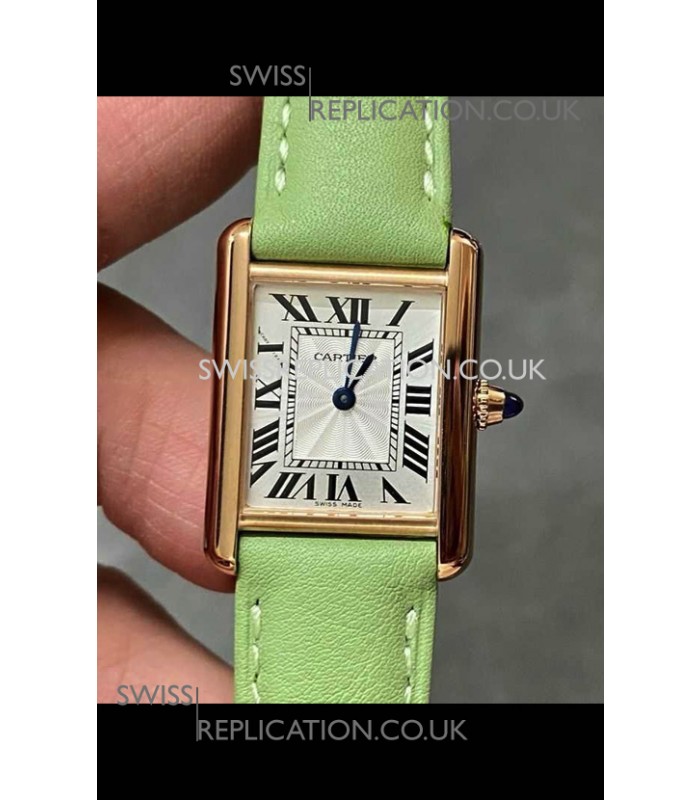 Cartier Tank Louis 22MM Swiss Quartz Gold Casing Green Strap Watch 
