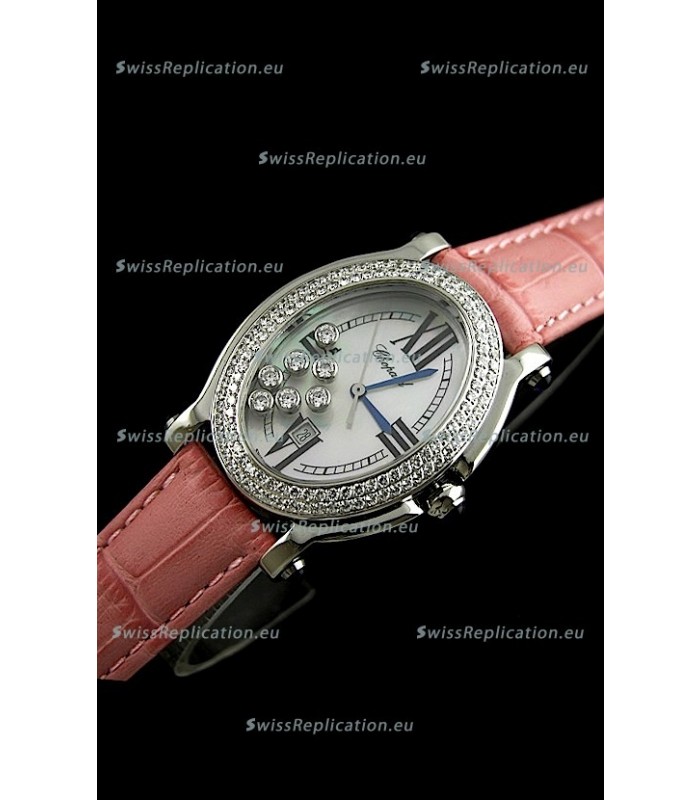 Chopard Happy Sport Swiss Replica Watch in Pink Strap
