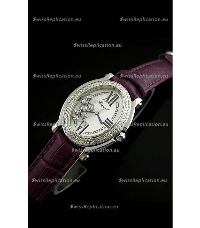 Chopard Happy Sport Swiss Replica Watch in Purple Strap