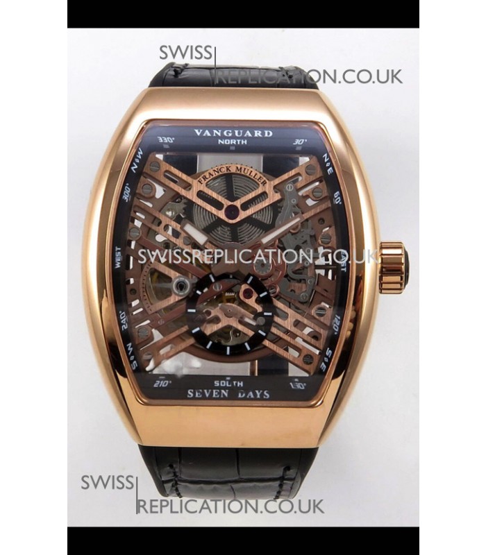 Franck Muller V45 Tourbillon Skeleton Rose Gold Super Clone Watch 