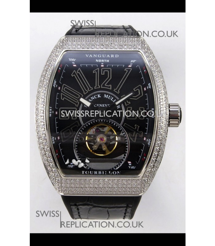 Franck Muller V45 Tourbillon Stainless Steel Diamonds Super Clone Watch 