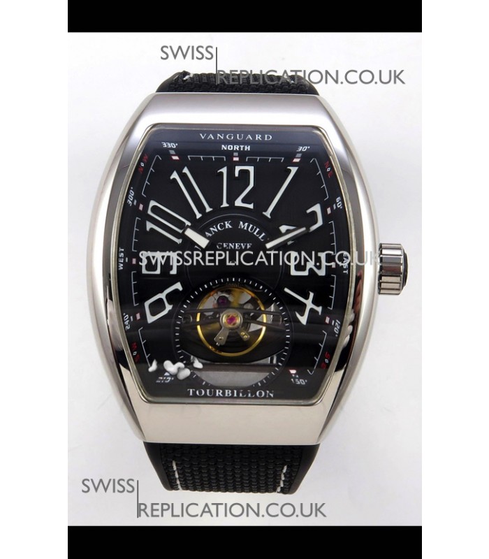 Franck Muller V45 Tourbillon Stainless Steel Diamonds Nylon Strap Super Clone Watch 