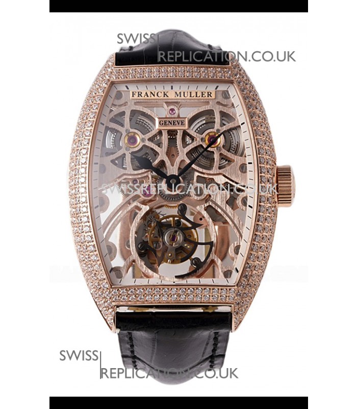 Franck Muller Fast Tourbillon Rose Gold Diamonds Super Clone Watch 