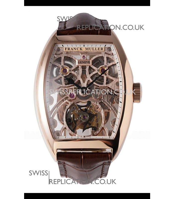 Franck Muller Fast Tourbillon Rose Gold Brown Strap Super Clone Watch 
