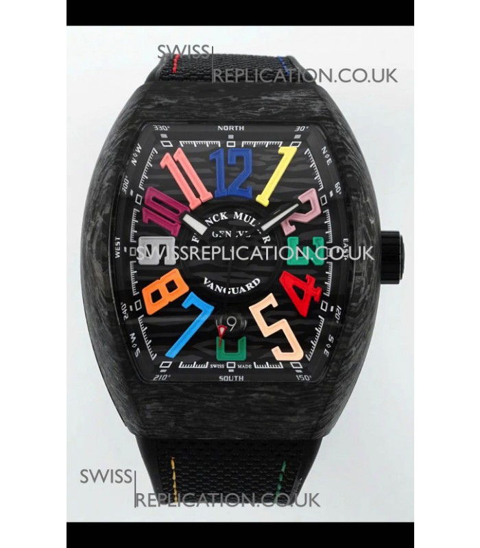 Franck Muller Super Clone Vanguard V45 Racing Carbon Watch in Nylon Strap