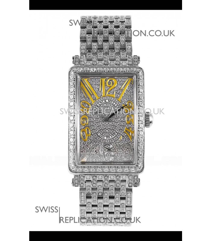 Franck Muller Long Island Stainless Steel Diamonds Swiss Replica Watch 