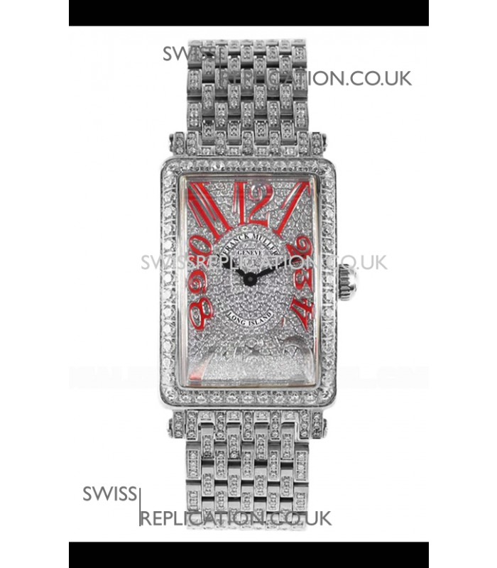Franck Muller Long Island Stainless Steel Diamonds Swiss Replica Watch 