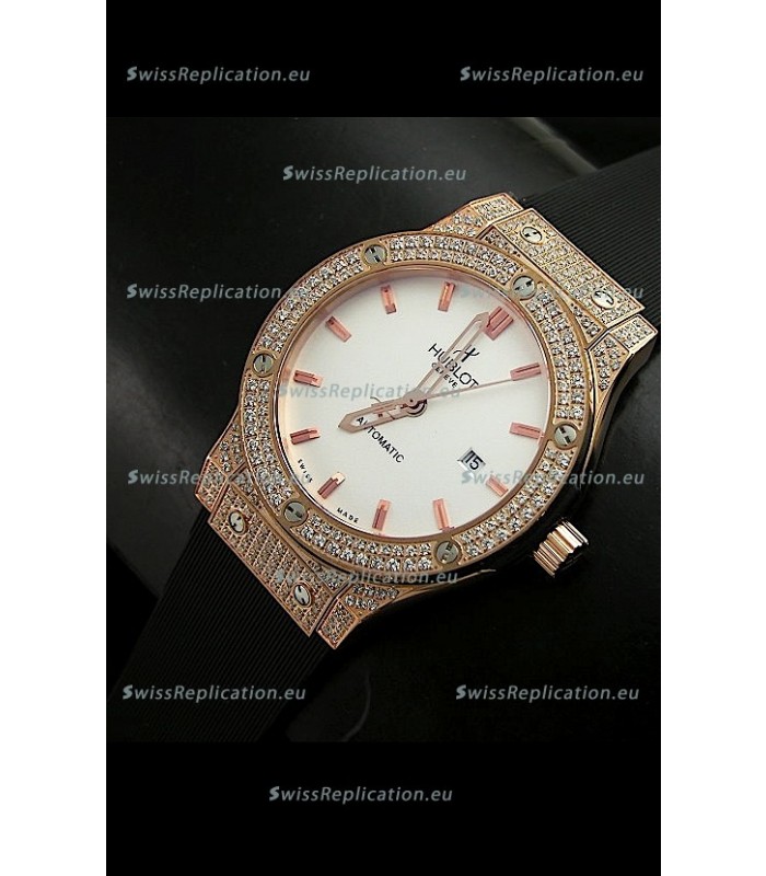 Hublot Big Bang Classic Fusion Swiss Watch in Diamonds Embedded Case