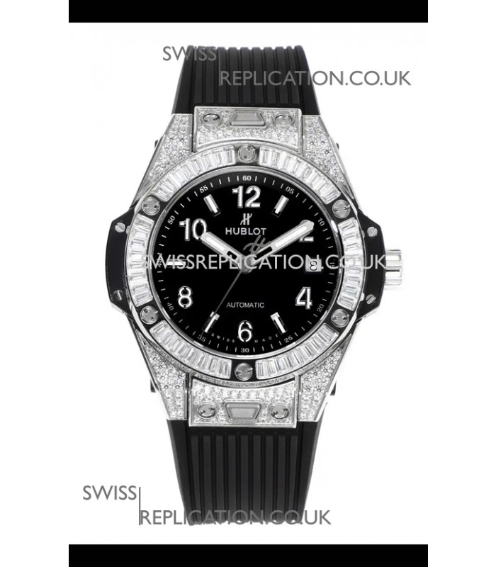 Hublot Big Bang One Click moissanite Paved Casing Super Clone Watch Black Dial
