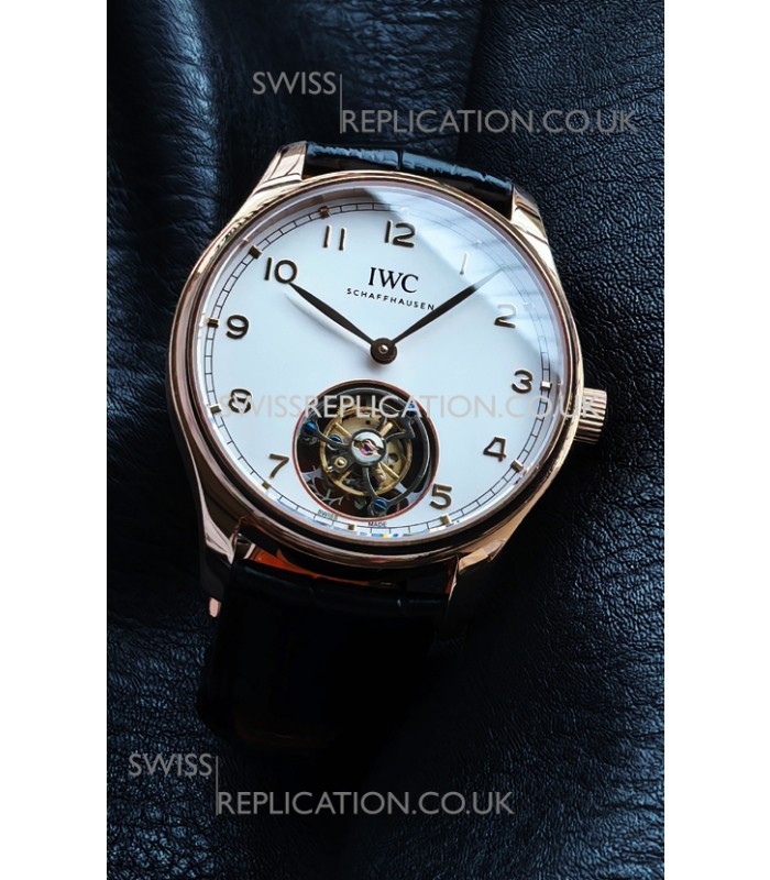 IWC Portuguese Tourbillon Rose Gold White Dial Super Clone Watch 
