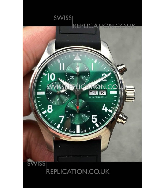 IWC PILOT'S Chronograph Green Dial Rubber Strap Super Clone Watch 