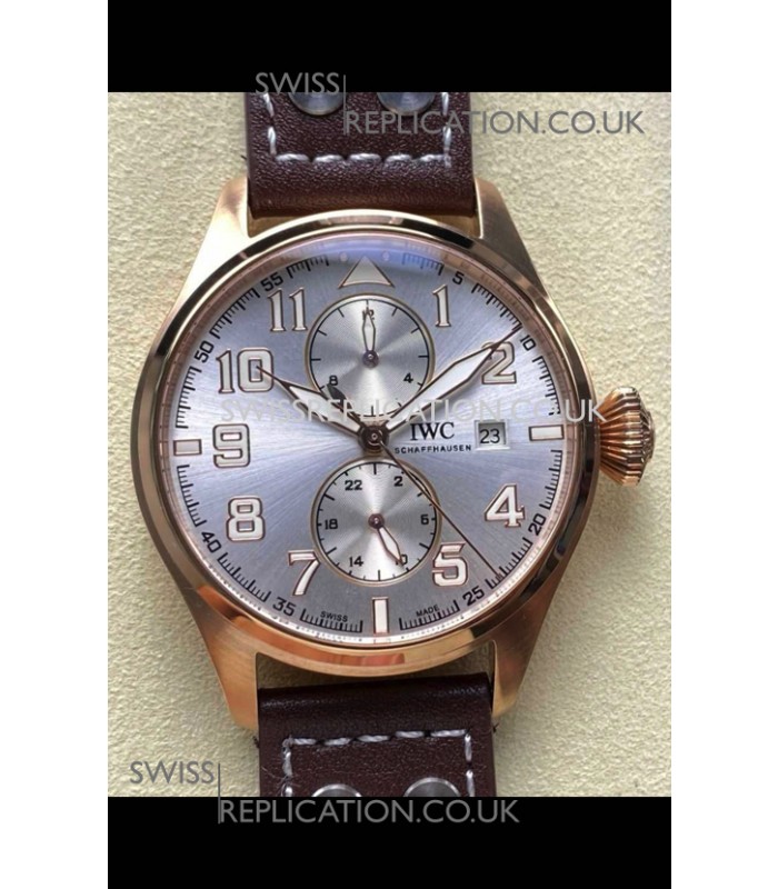 IWC PILOT'S Monopusher Rose Gold Steel Dial Replica Watch 
