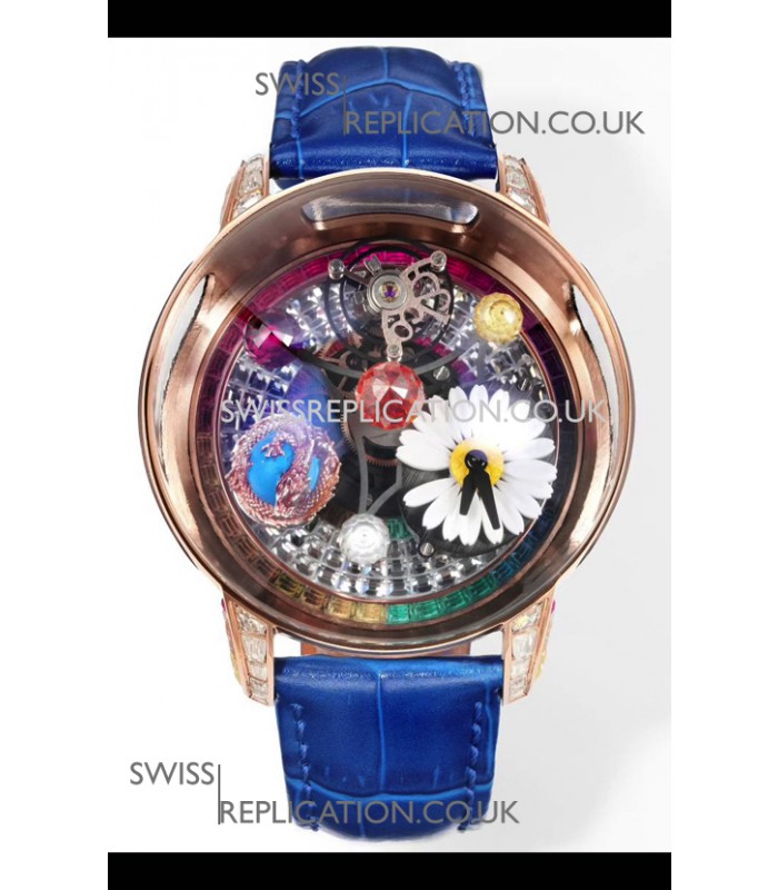 Jacob & CO Astronomia G-Dragon Rose Gold Blue Strap Tourbillon Swiss Replica Watch