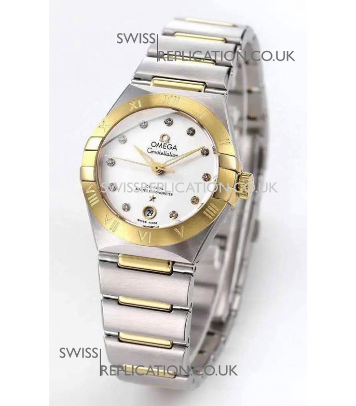 Omega Constellation 29MM Two Tone Yellow Gold White Dial Automatic Super Clone Watch 