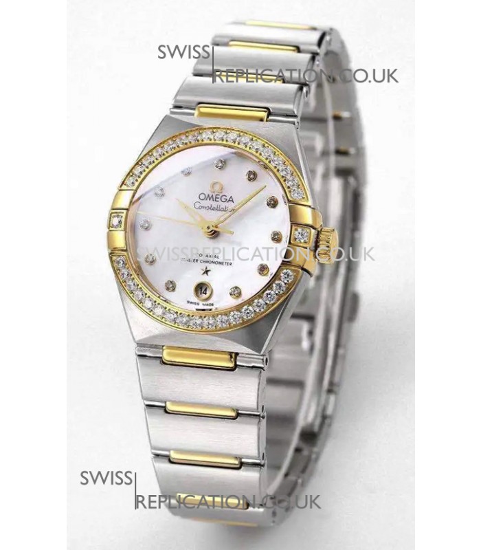 Omega Constellation 29MM Two Tone Yellow Gold White Dial Automatic Super Clone Watch 