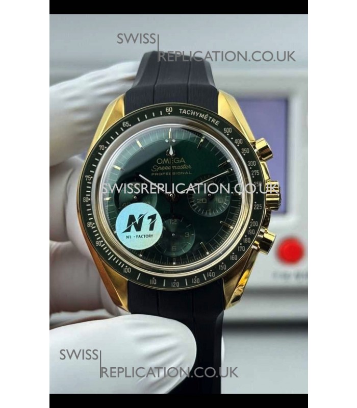 Omega Speedmaster Moonwatch Yellow Gold Green Dial 42MM Super Clone Watch 