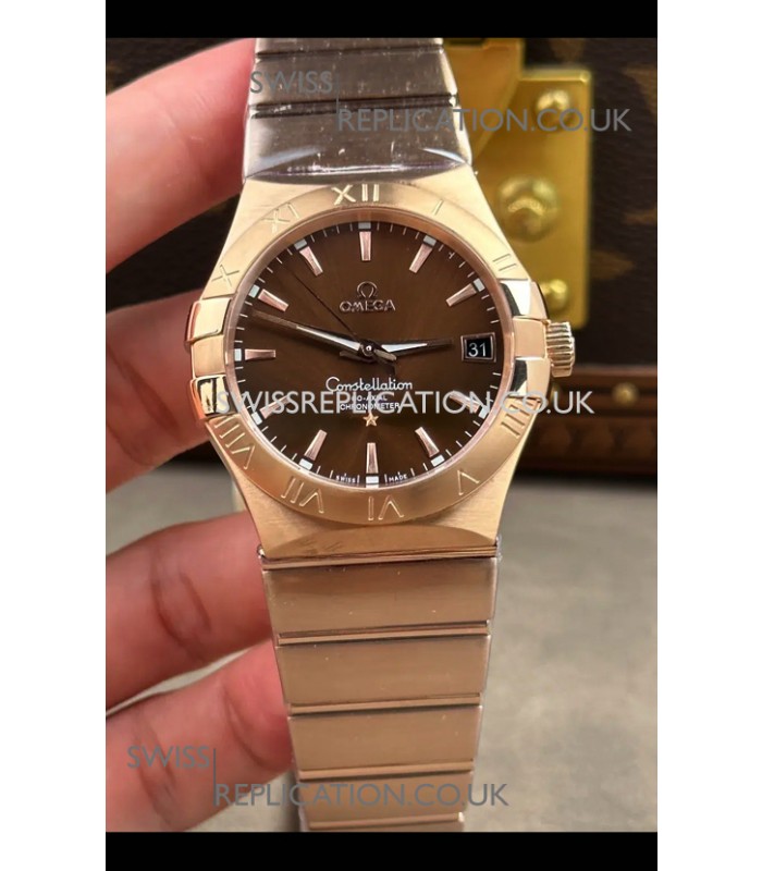 Omega Constellation 38MM Rose Gold Brown Dial Super Clone Watch 