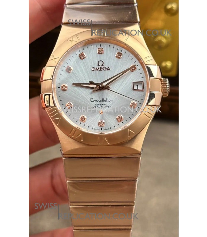 Omega Constellation 38MM Rose Gold Steel Dial Super Clone Watch 