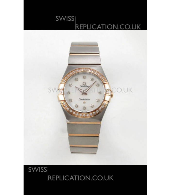 Omega Constellation 28MM Two Tone Rose Gold Pearl Dial QUARTZ Super Clone Watch 