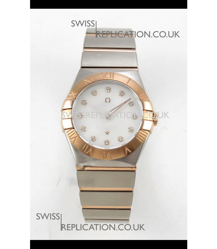 Omega Constellation 28MM Two Tone Rose Gold Pearl Dial QUARTZ Super Clone Watch 