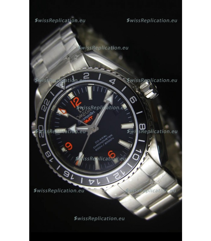Omega Planet Ocean GMT Black Swiss Replica Watch - 1:1 Ultimate Mirror Edition