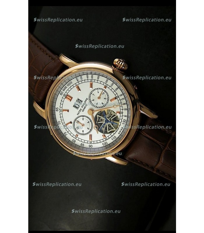 Patek Philippe Complications Tourbillon Japanese Replica Watch in Pink Gold