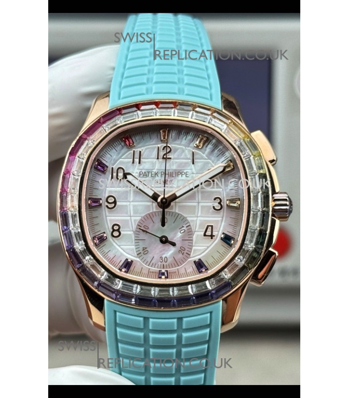 Patek Philippe Aquanaut 7968 Rose Gold Tiffany Blue Strap Super Clone Watch 